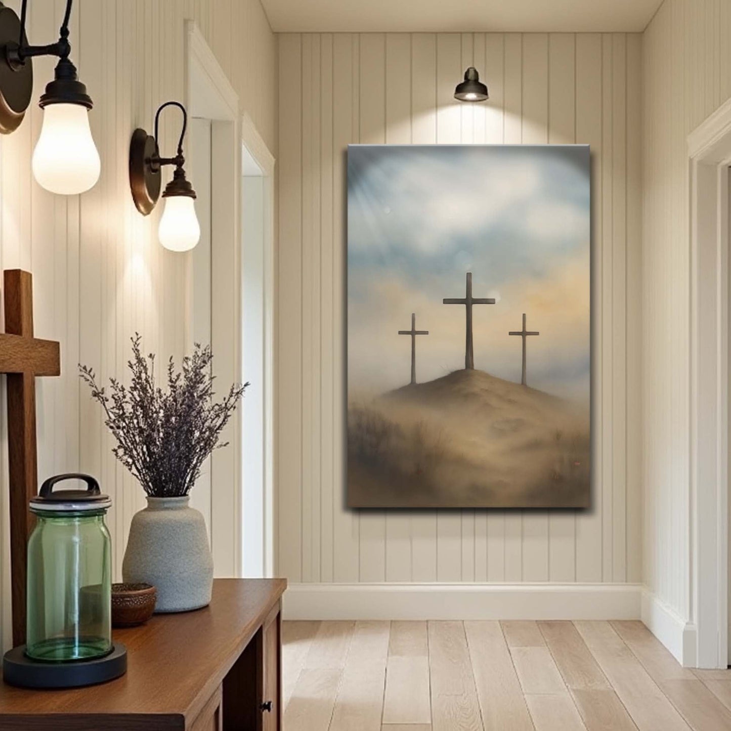 Three Crosses on Calvary Faith Canvas Wall Art