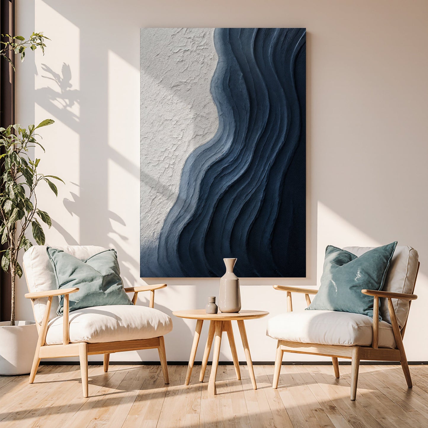 Abstract Minimalist Wave Impasto Canvas Wall Art