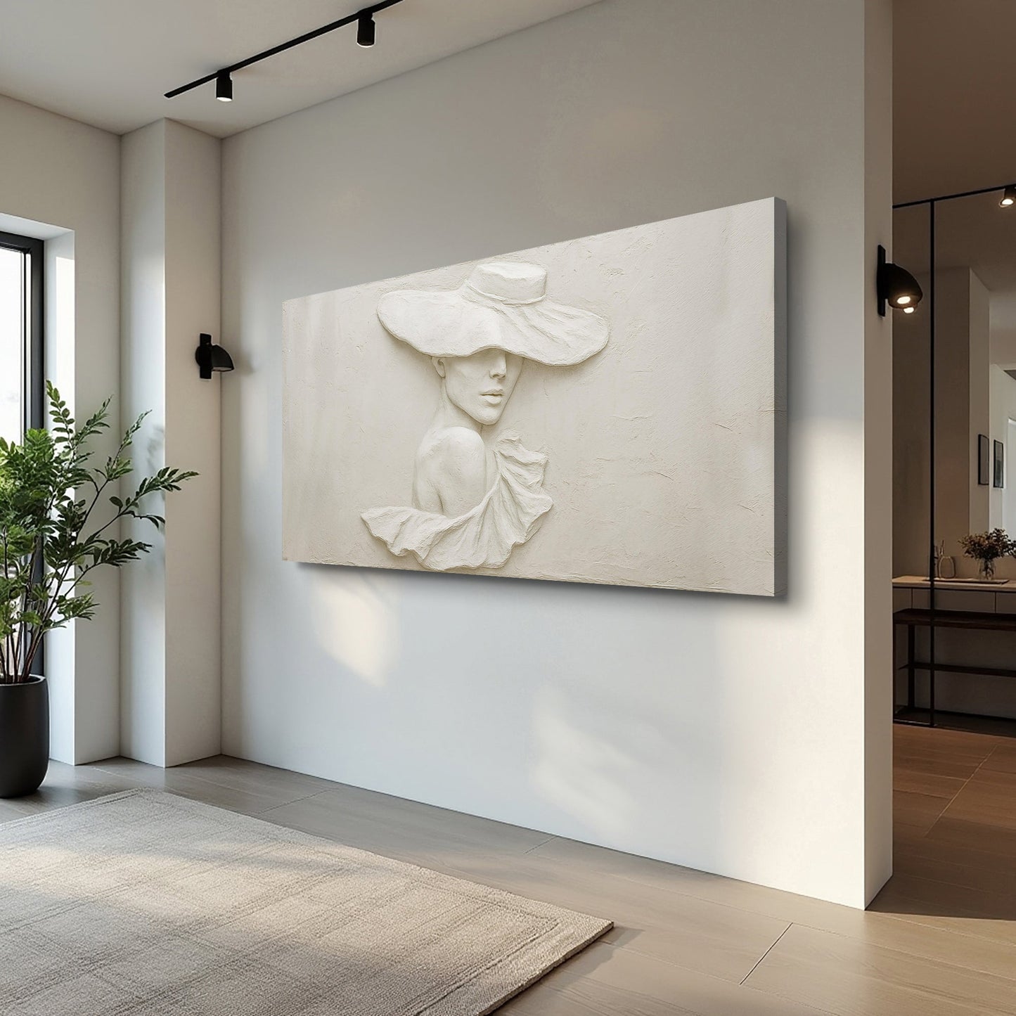 3D Minimalist Female Portrait Canvas Wall Art