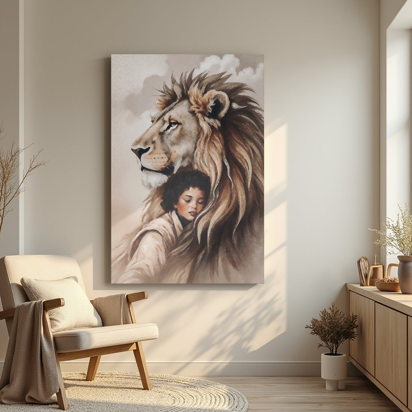 Lion and Girl Faith Canvas Wall Art