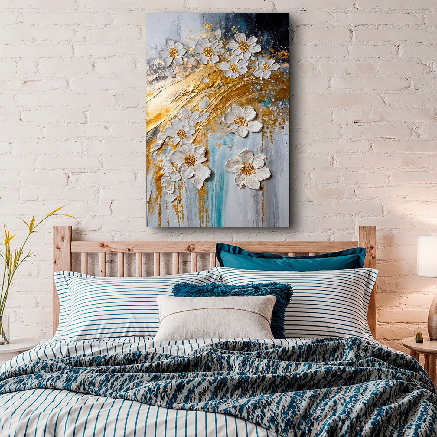 Abstract Gold Floral Canvas Wall Art
