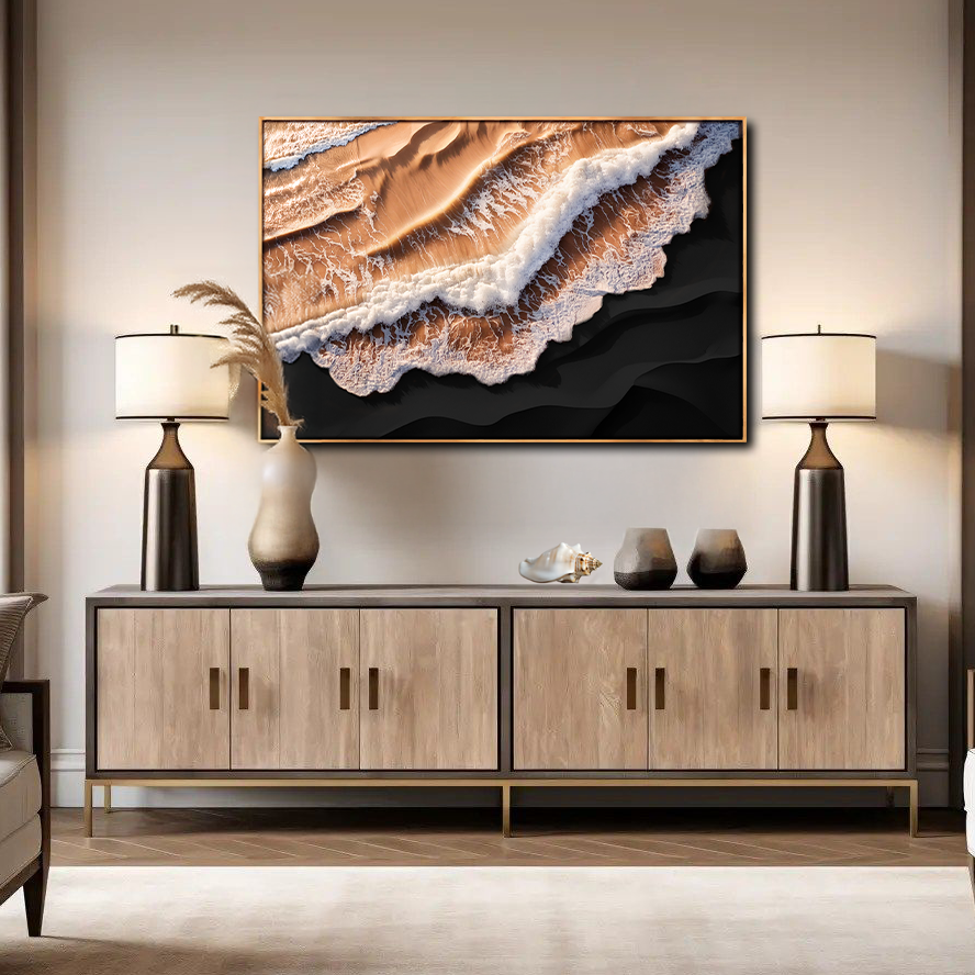 Amber Ocean Waves Canvas Wall Art