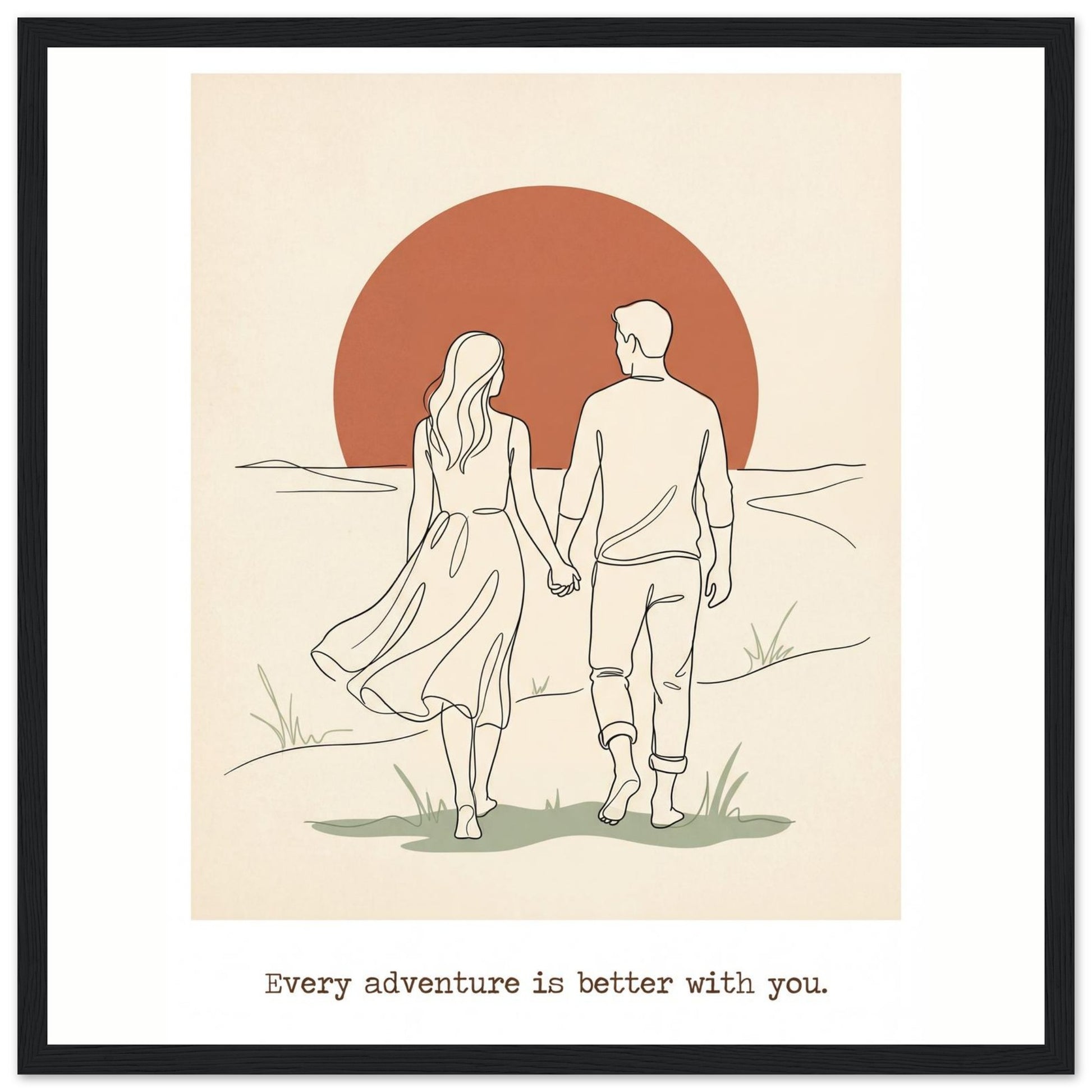Romantic Wall Art - Couples Poster for Your Bedroom - 40x40 cm / 16x16″ - Black frame / Ready-to-hang - Sparkycare