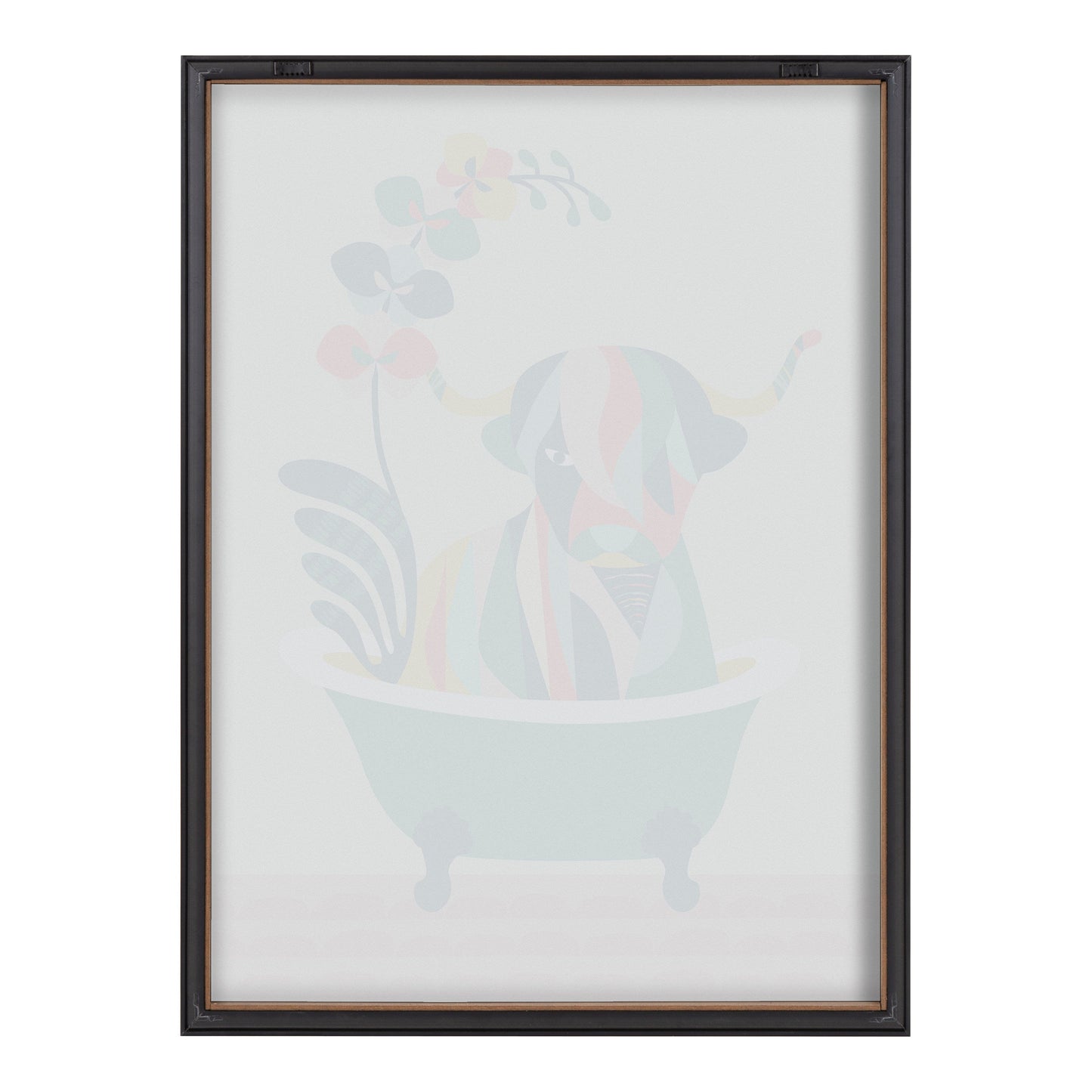 Mid Century Modern Cow in Bathtub Framed Glass Wall Art
