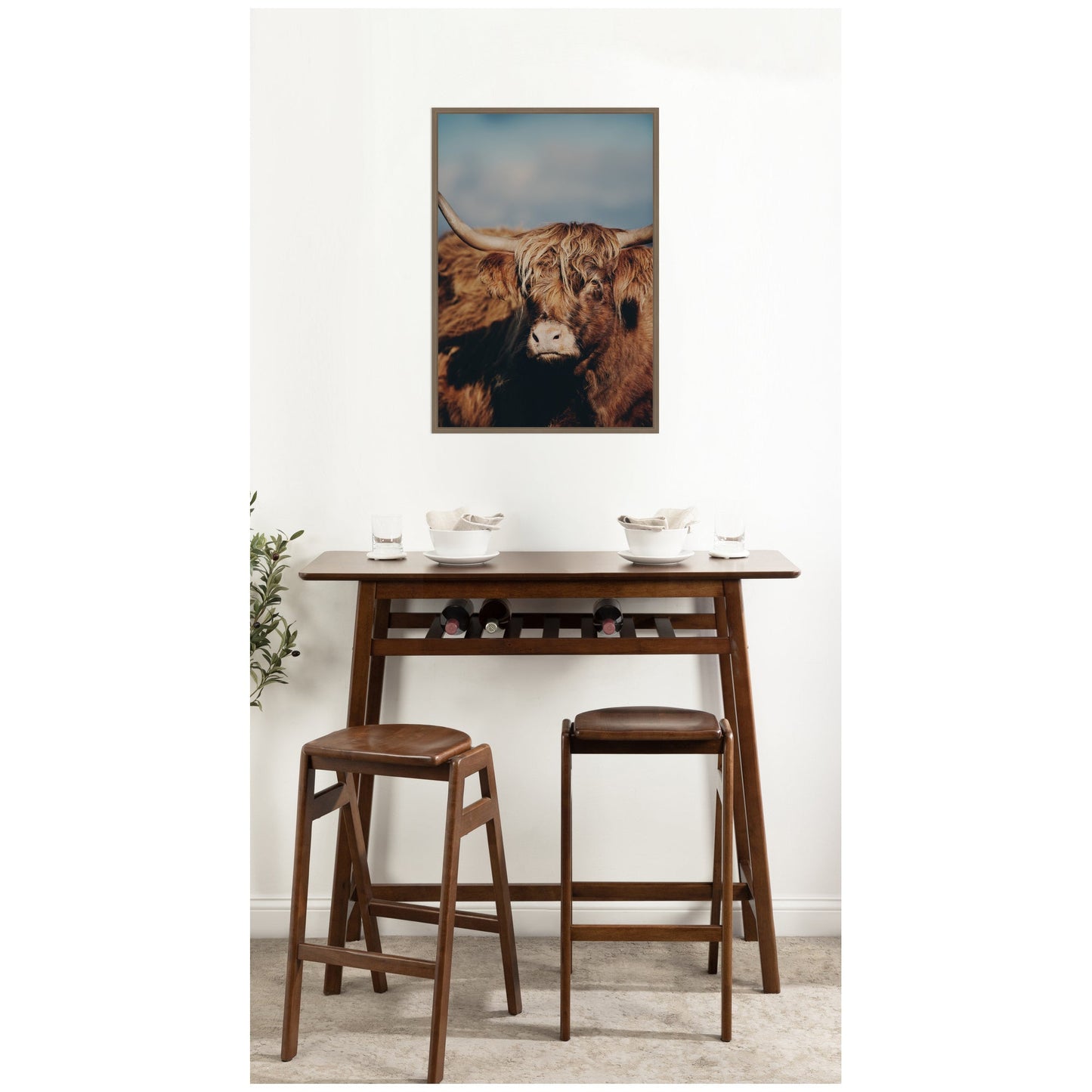 Highland Cow Portrait Framed Canvas Wall Art