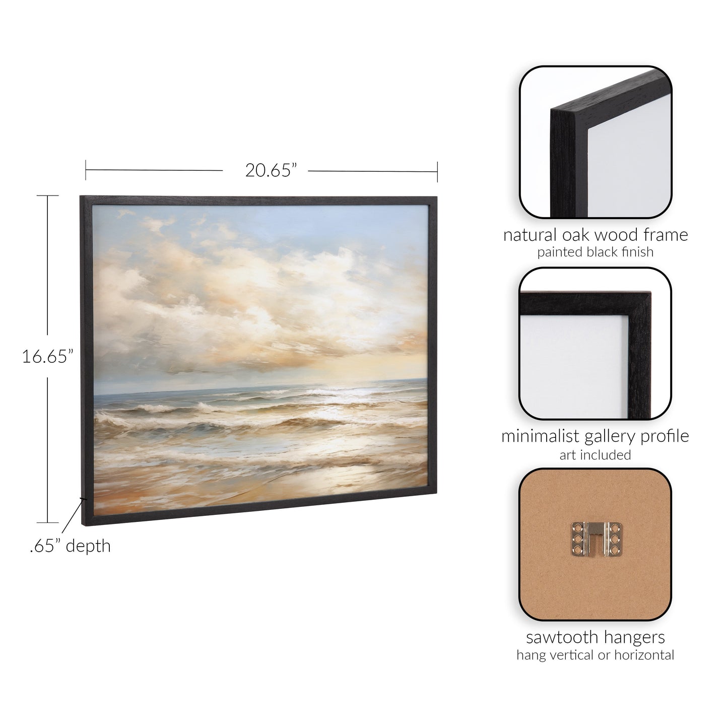 Beach Waves Sunset Coastal Framed Wall Art