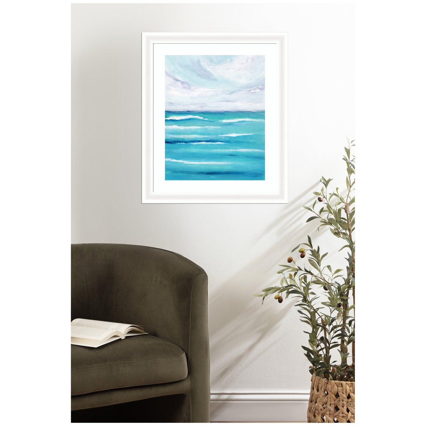 Framed Art Evening Ocean Waves by Nikita Jariwala