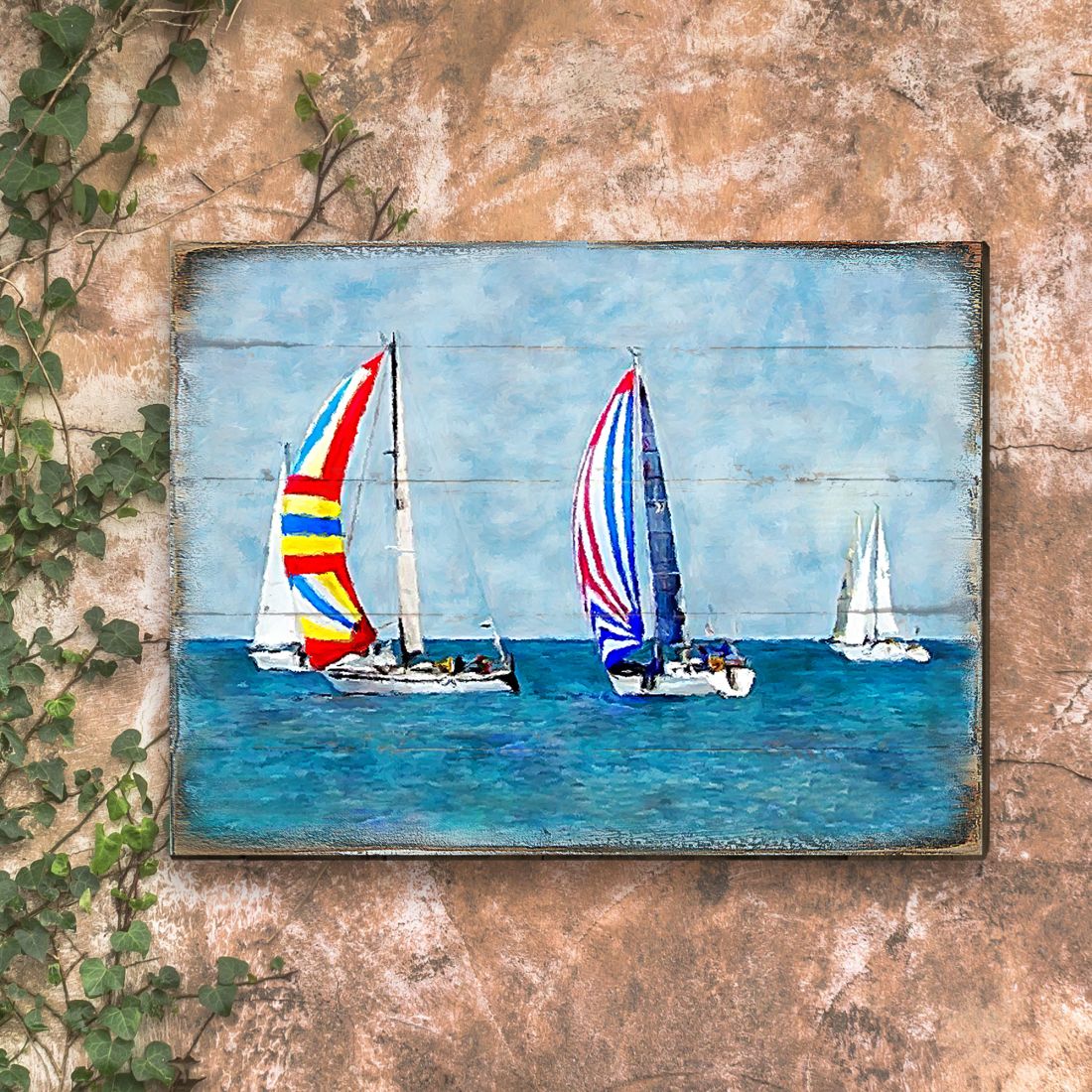 Sailboats Wood Wall Art - Coastal Nautical Decor