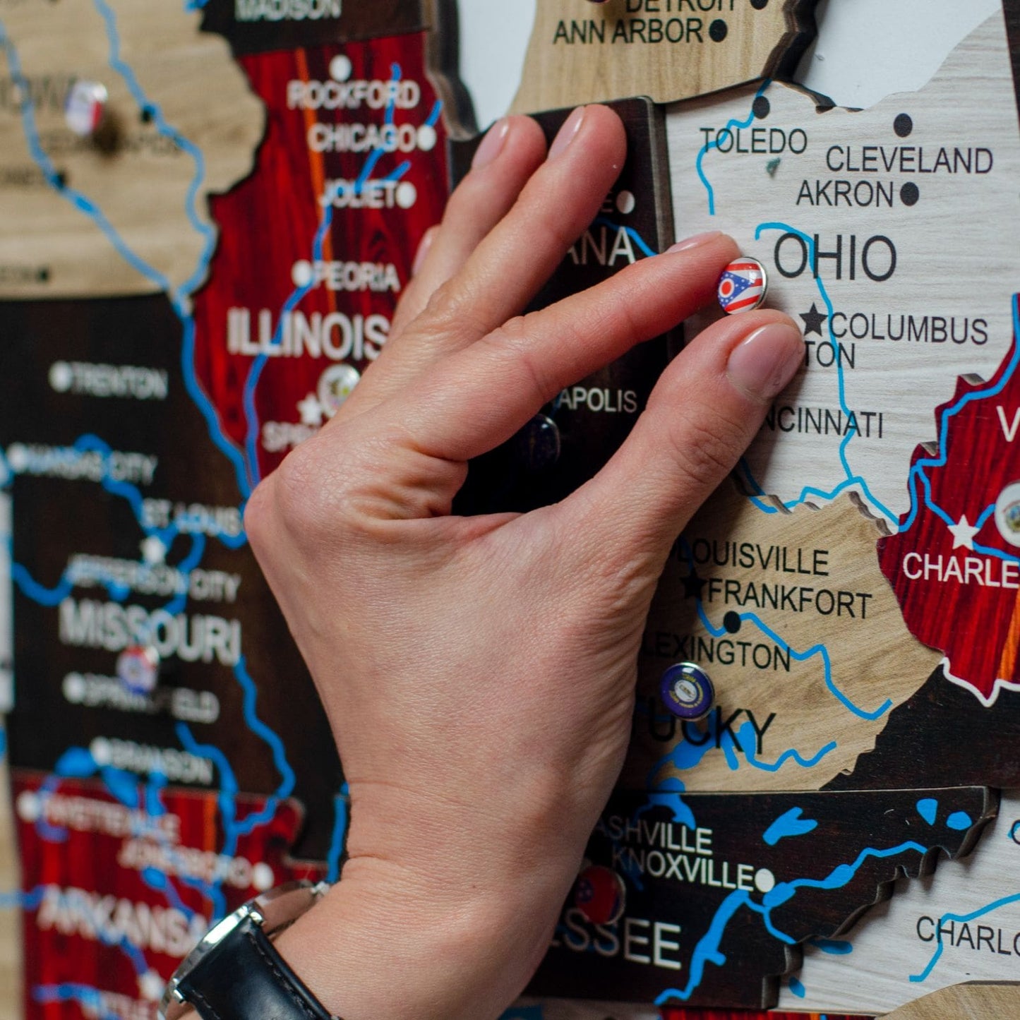 Wood 3D USA Map Wall Art - Urban
