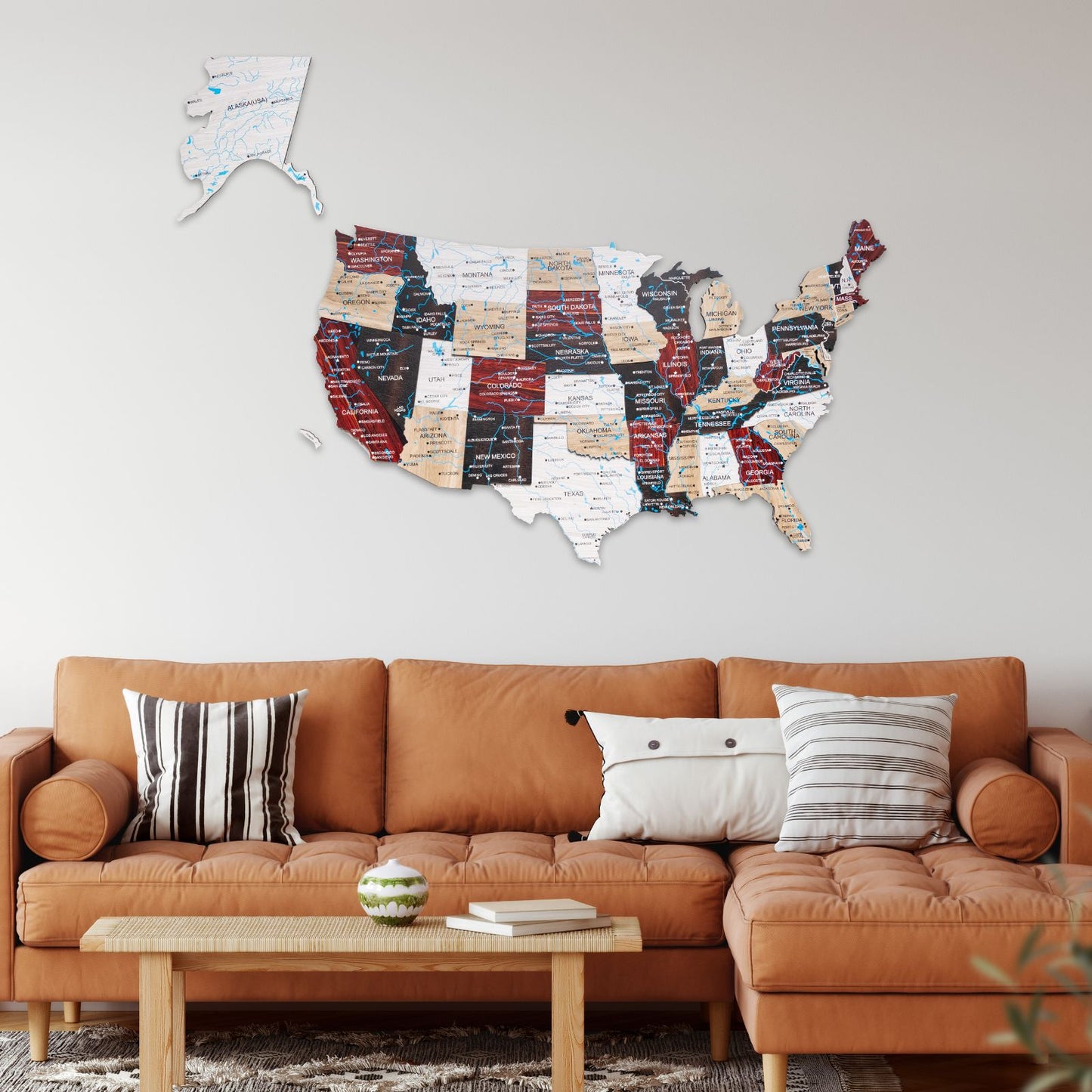 Wood 3D USA Map Wall Art - Urban