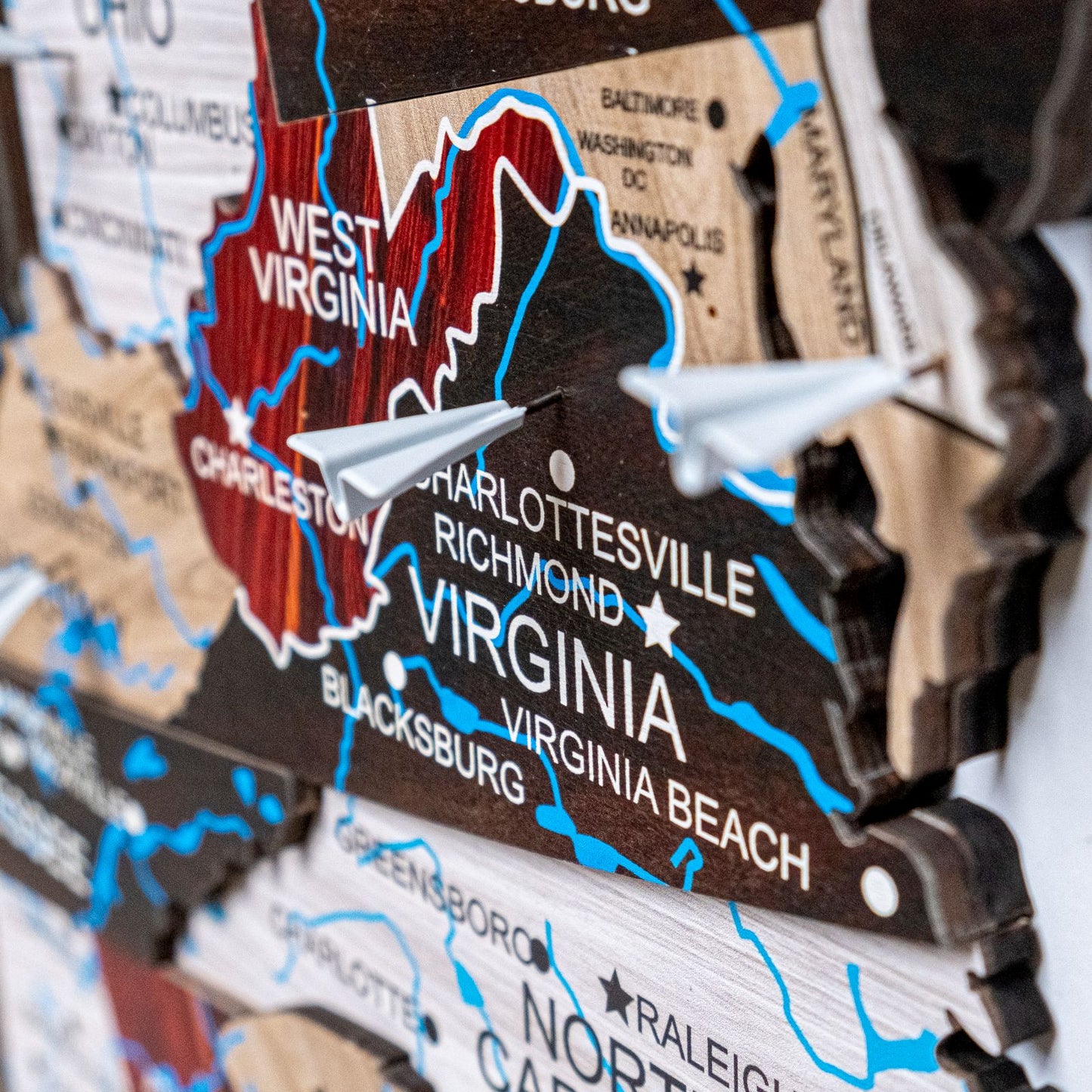 Wood 3D USA Map Wall Art - Urban