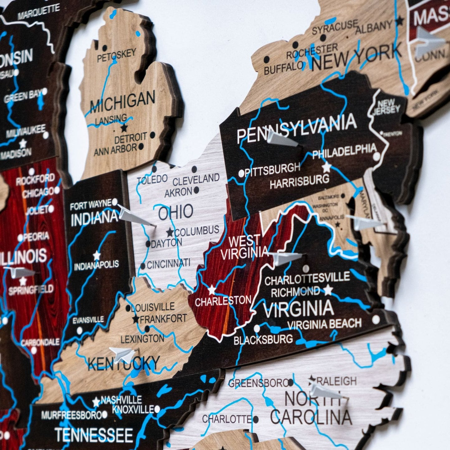 Wood 3D USA Map Wall Art - Urban