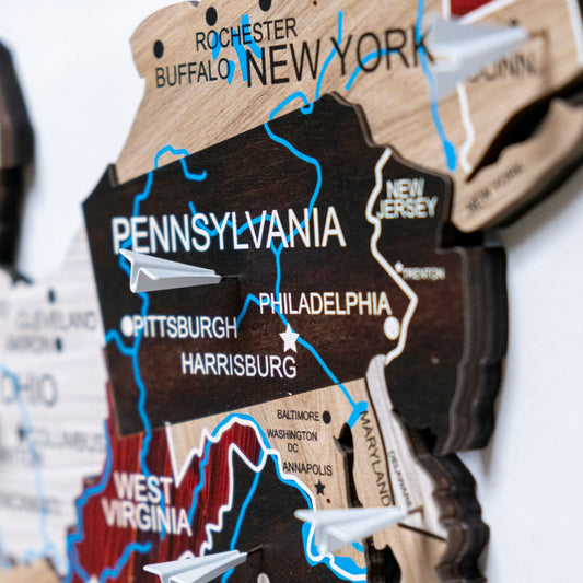Wood 3D USA Map Wall Art - Urban