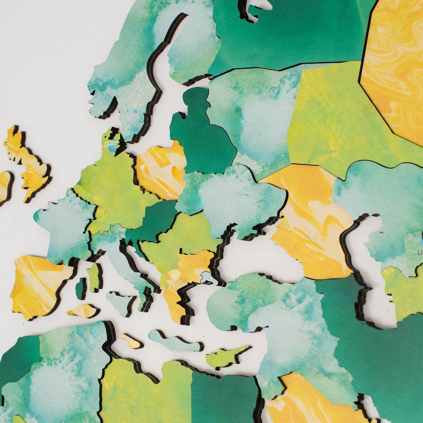 3D Wooden World Map Wall Art - Surface