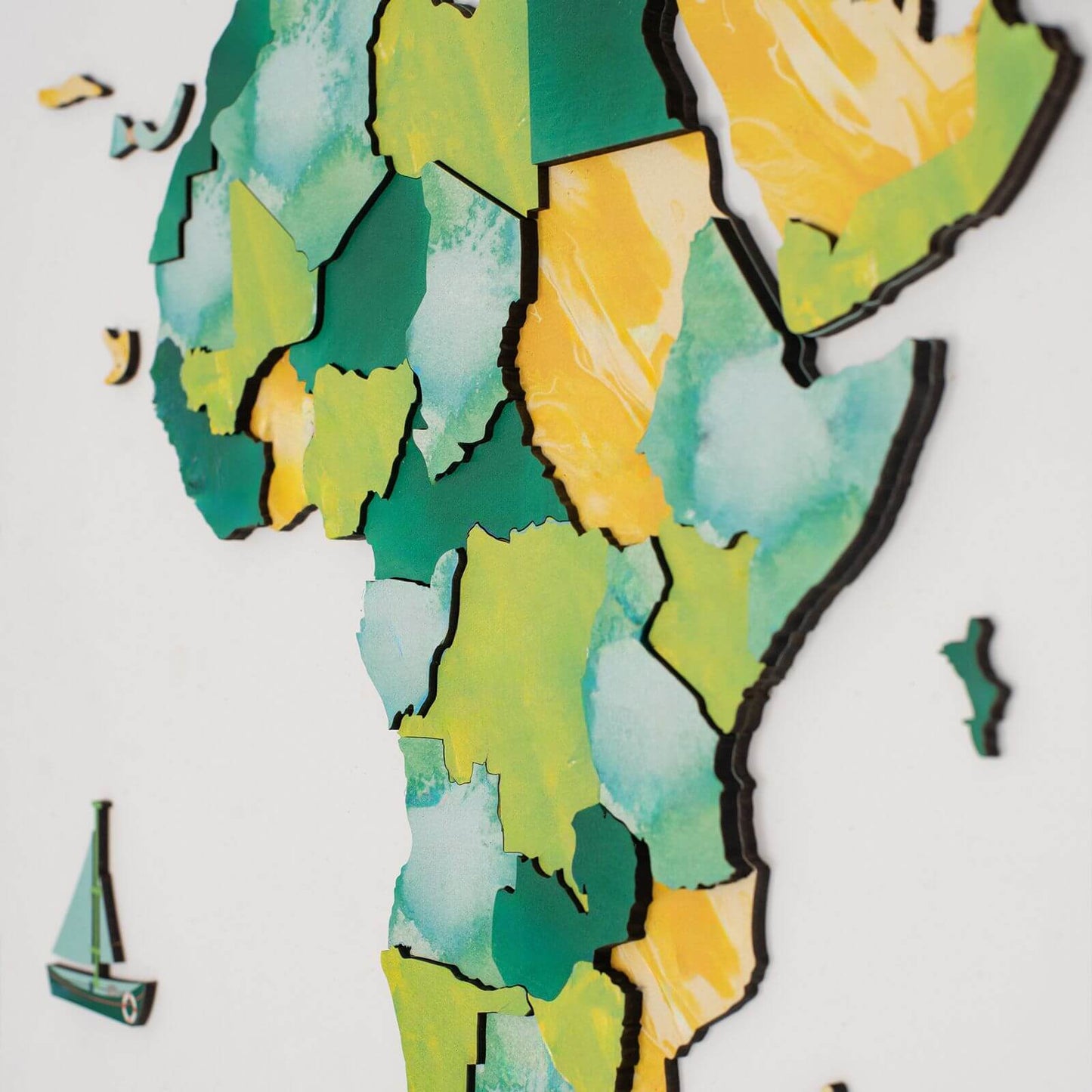 3D Wooden World Map Wall Art - Surface