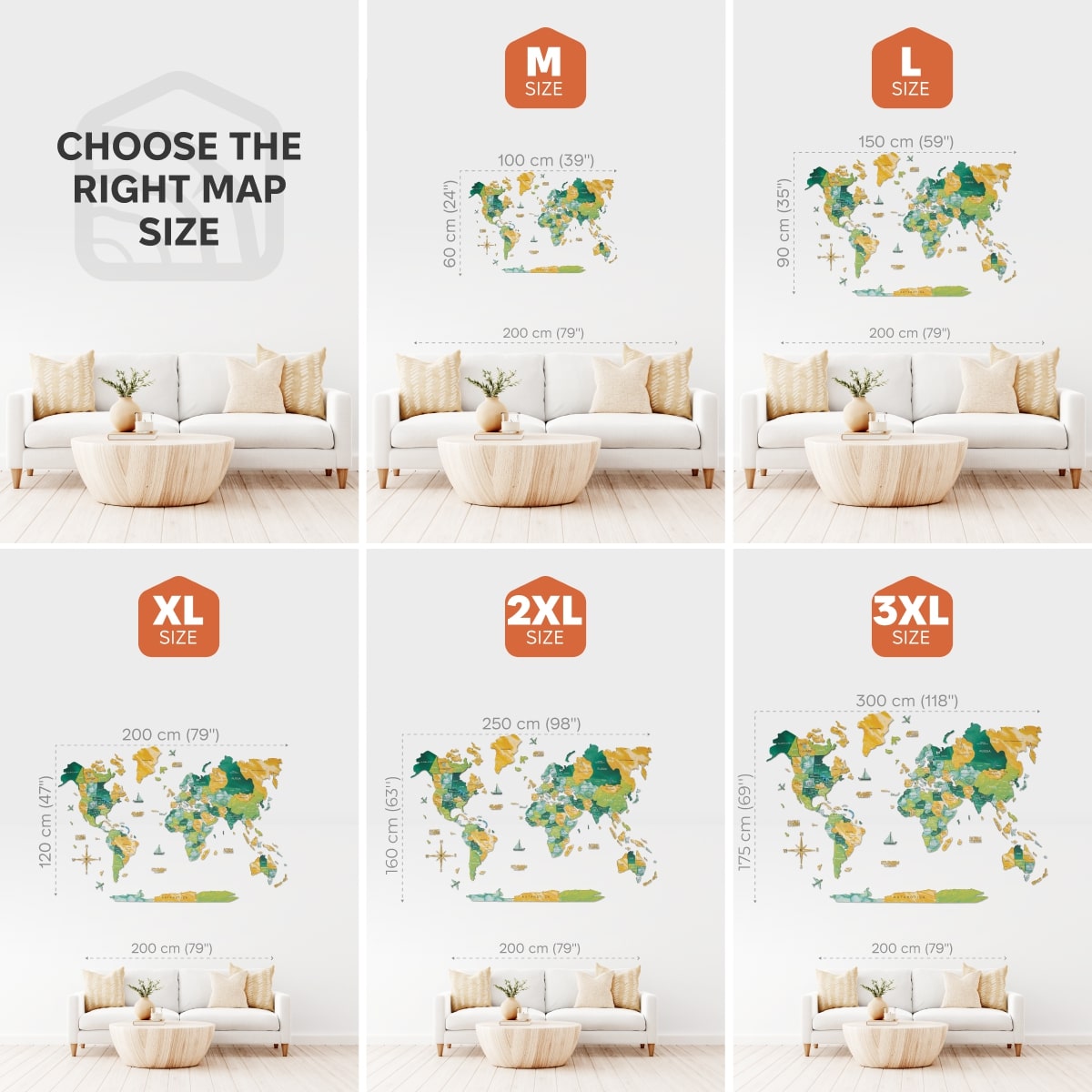 3D Wooden World Map Wall Art - Surface