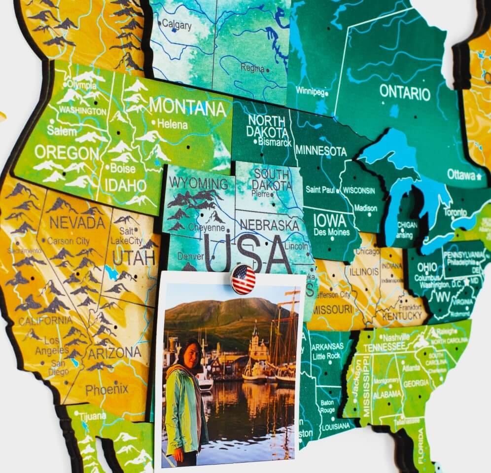 3D Wooden World Map Wall Art - Surface