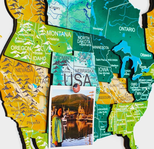 3D Wooden World Map Wall Art - Surface
