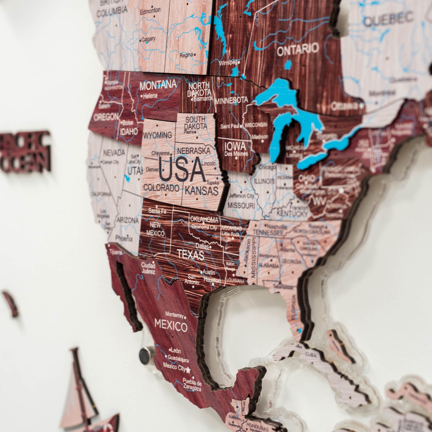 Luminous LED Wooden World Map Wall Art