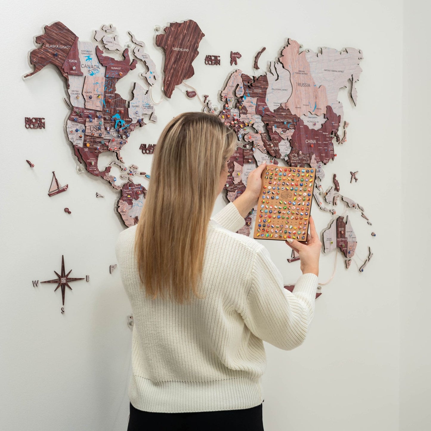 Luminous LED Wooden World Map Wall Art