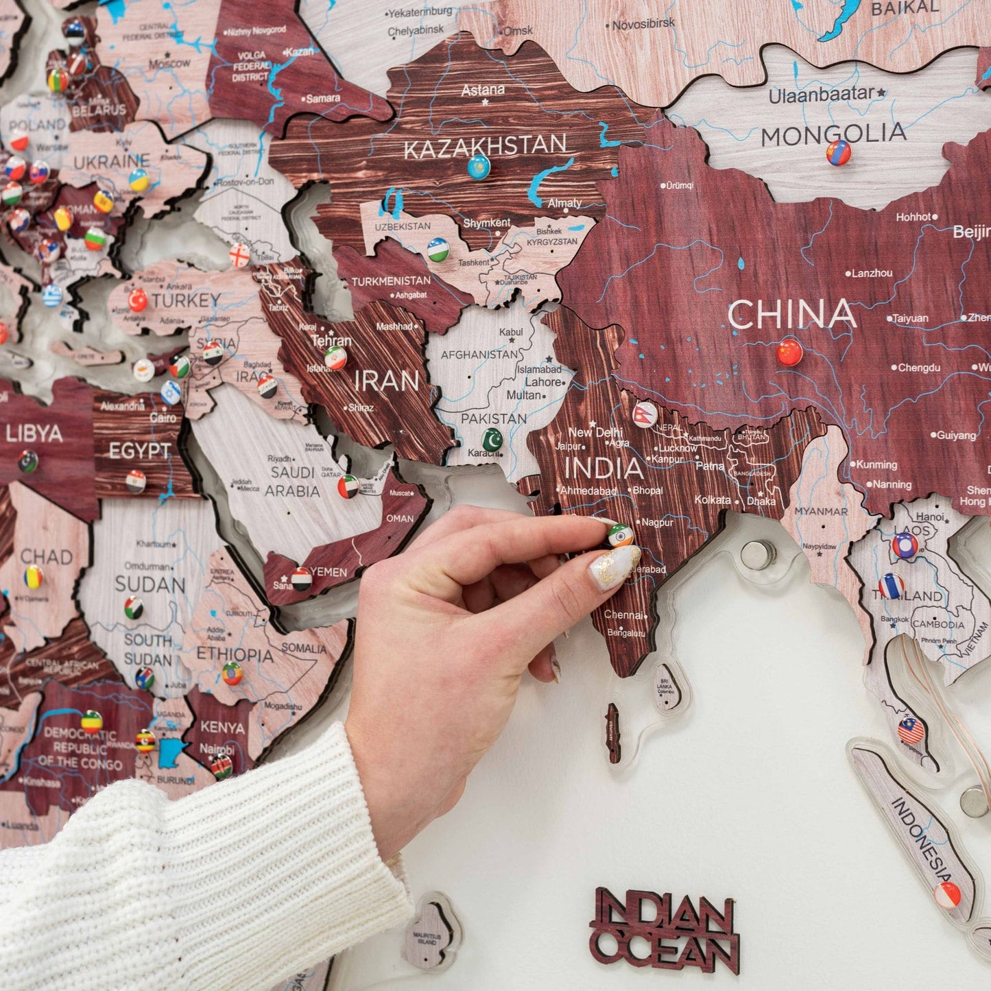 Luminous LED Wooden World Map Wall Art