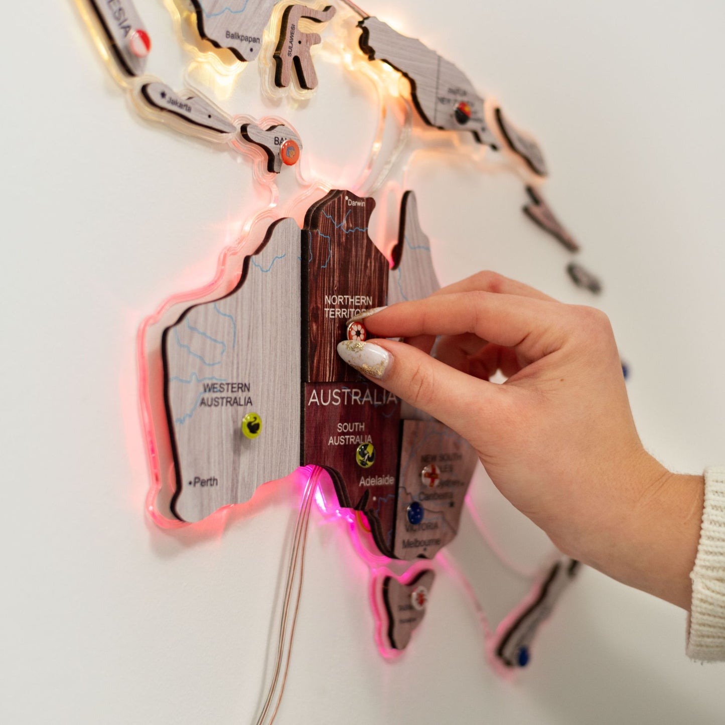 Luminous LED Wooden World Map Wall Art