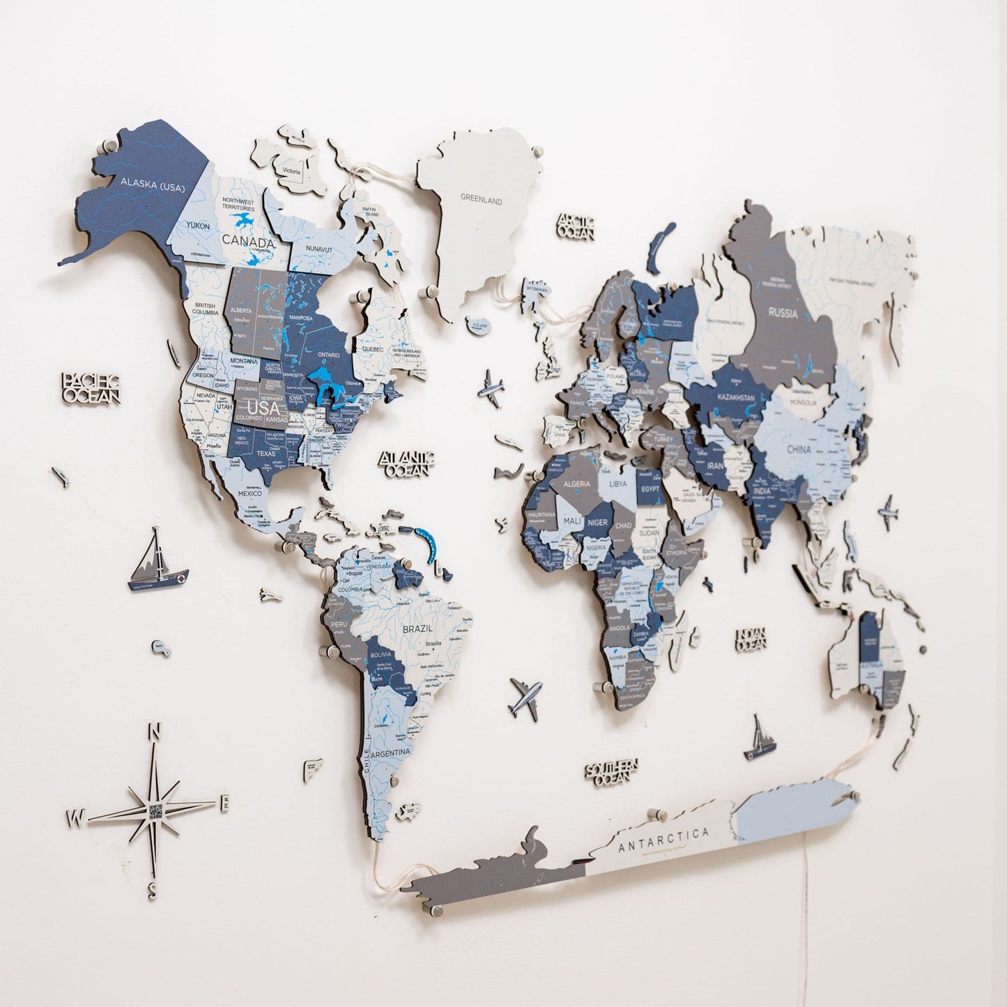Luminous LED Wooden World Map Wall Art - Cruise
