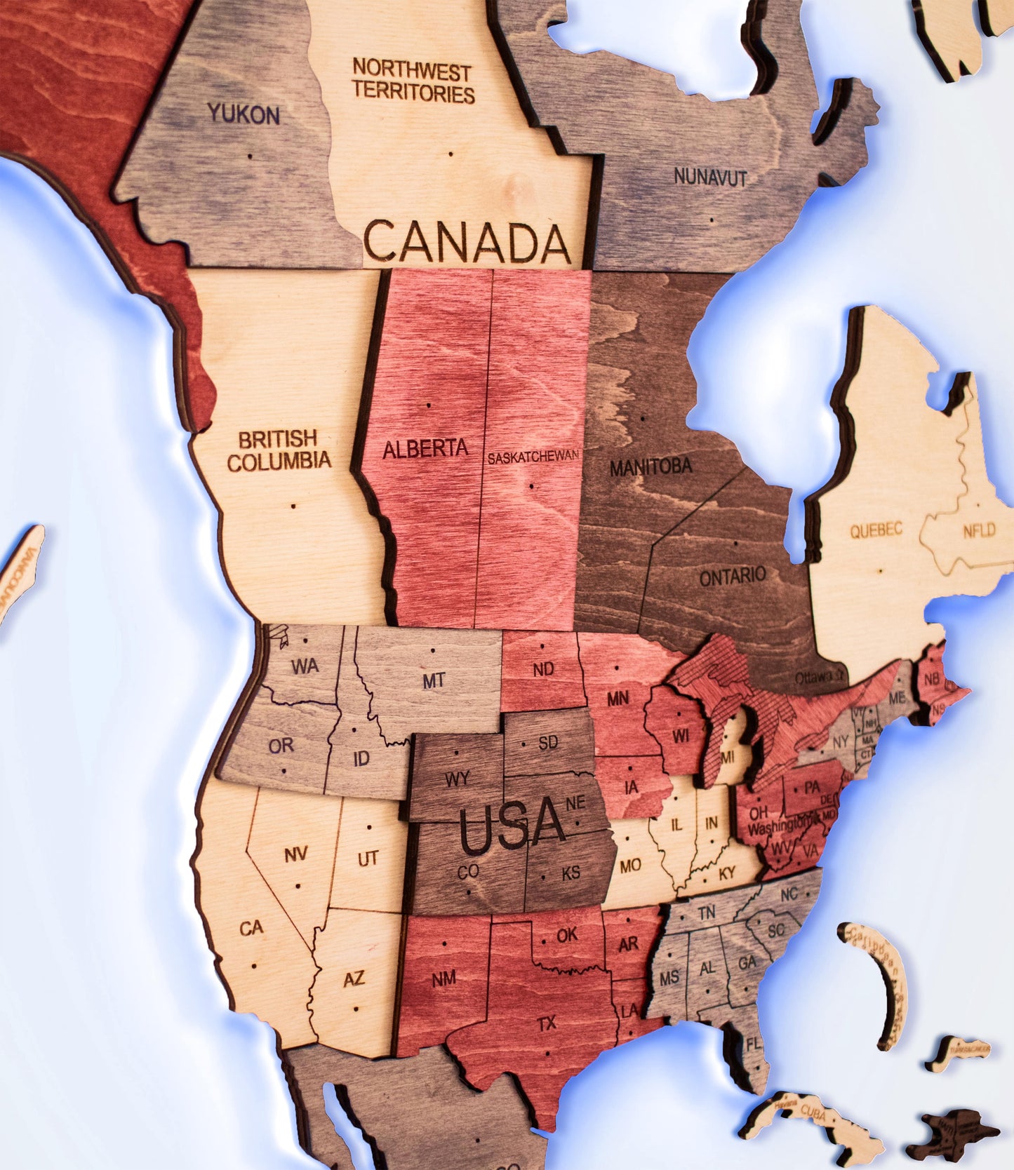 LED Wooden World Map Wall Art - Fusion