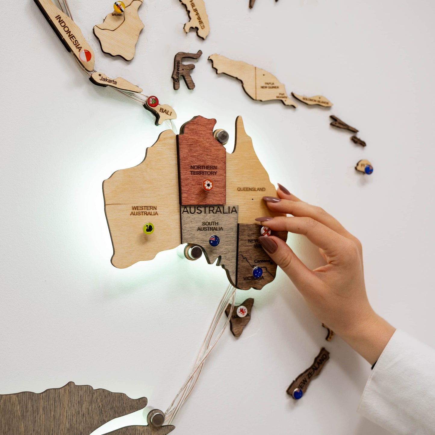 LED Wooden World Map Wall Art - Fusion
