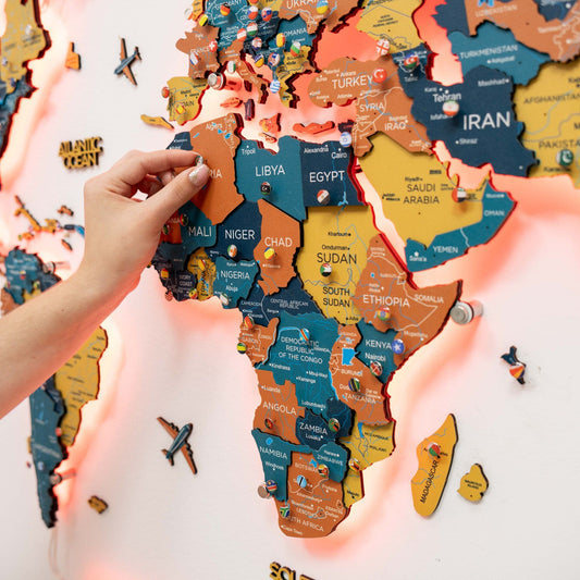 Luminous LED Wooden World Map Wall Art - Indie