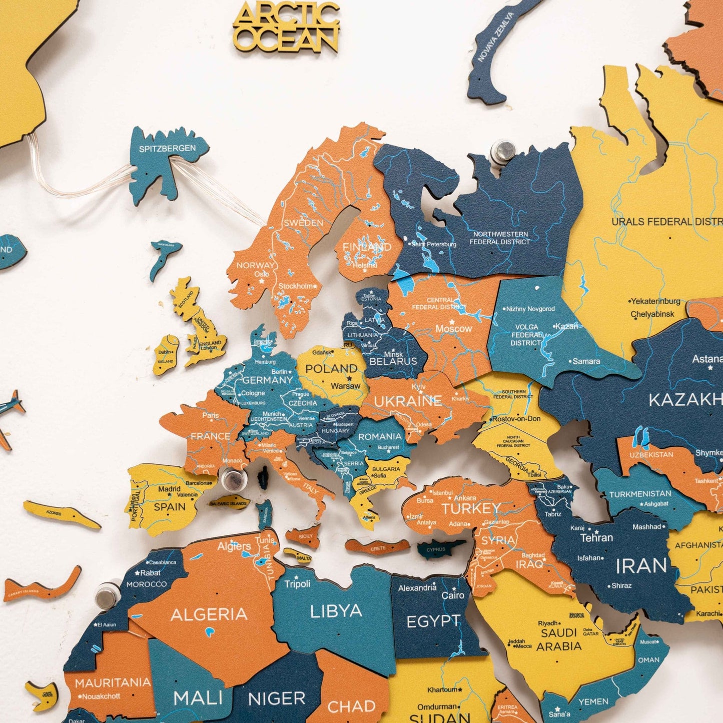 Luminous LED Wooden World Map Wall Art - Indie