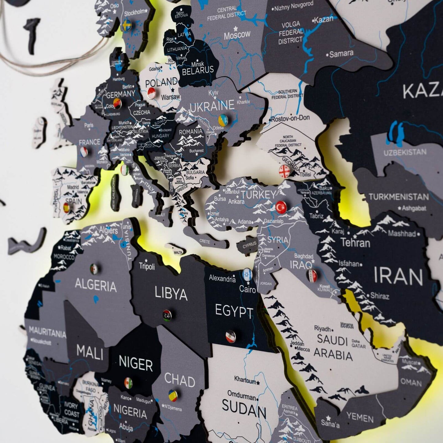 Luminous LED Wooden World Map Wall Art - Nordik