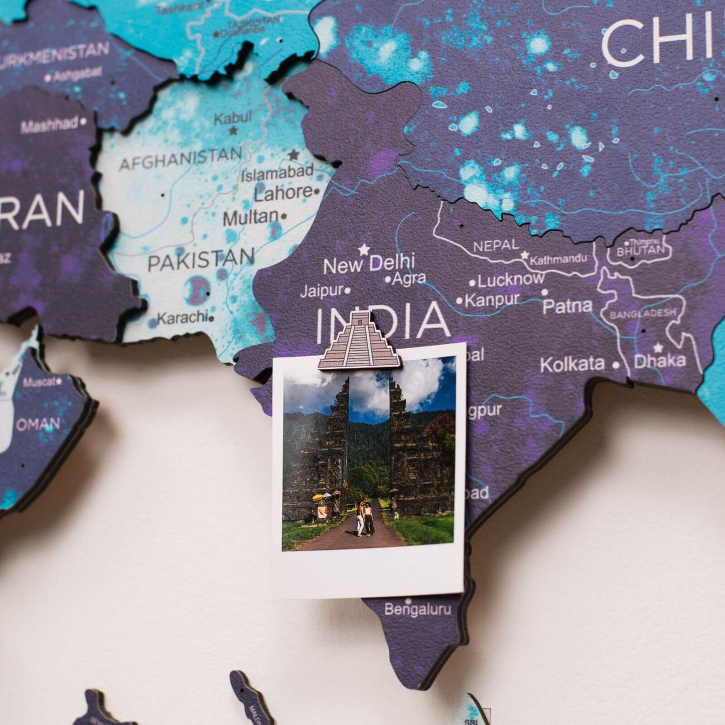 Luminous LED Wooden World Map Wall Art - Ocean