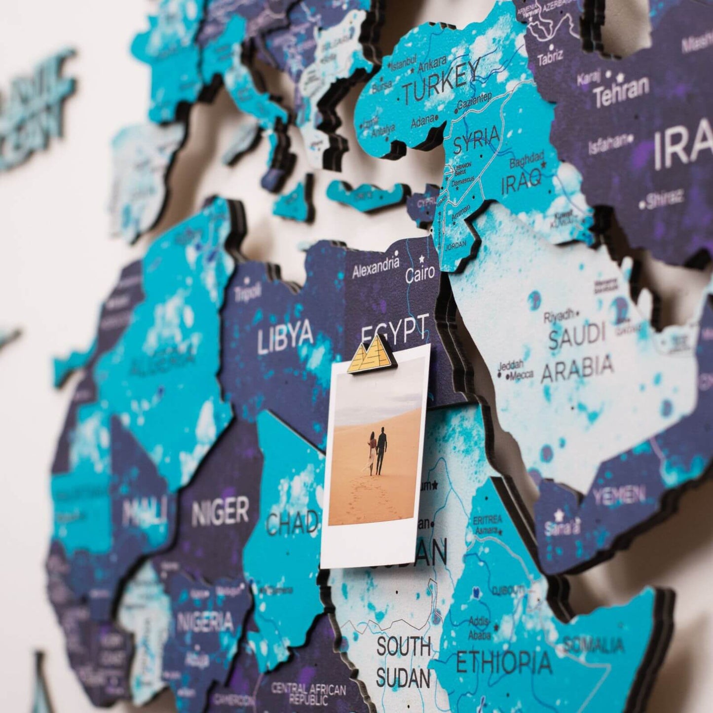 Luminous LED Wooden World Map Wall Art - Ocean