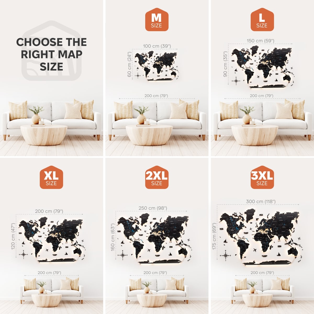 Luminous LED Wooden World Map Wall Art - Space