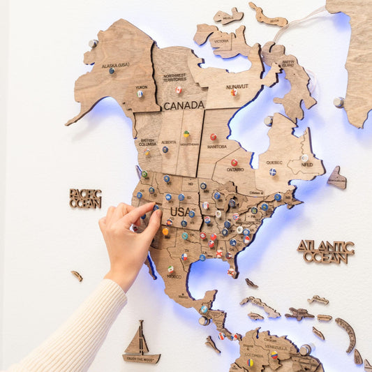 LED Wooden World Map Wall Art - Terra