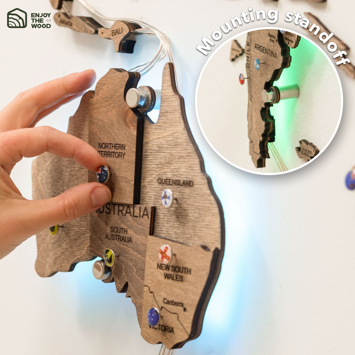 LED Wooden World Map Wall Art - Terra