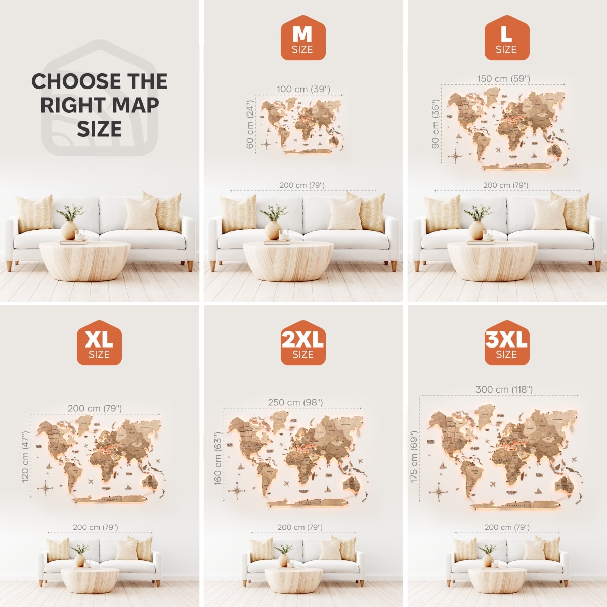 LED Wooden World Map Wall Art - Terra