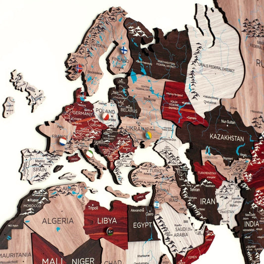 3D Wooden Luminous World Map Wall Art - Urban