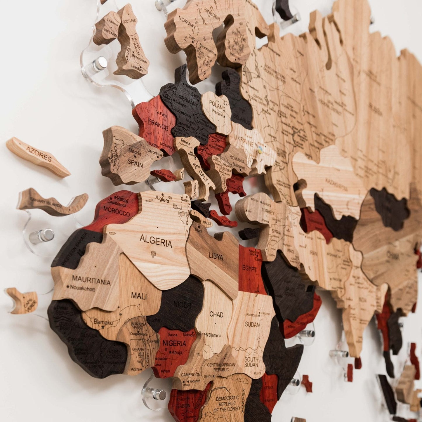 Wooden World Map Wall Art