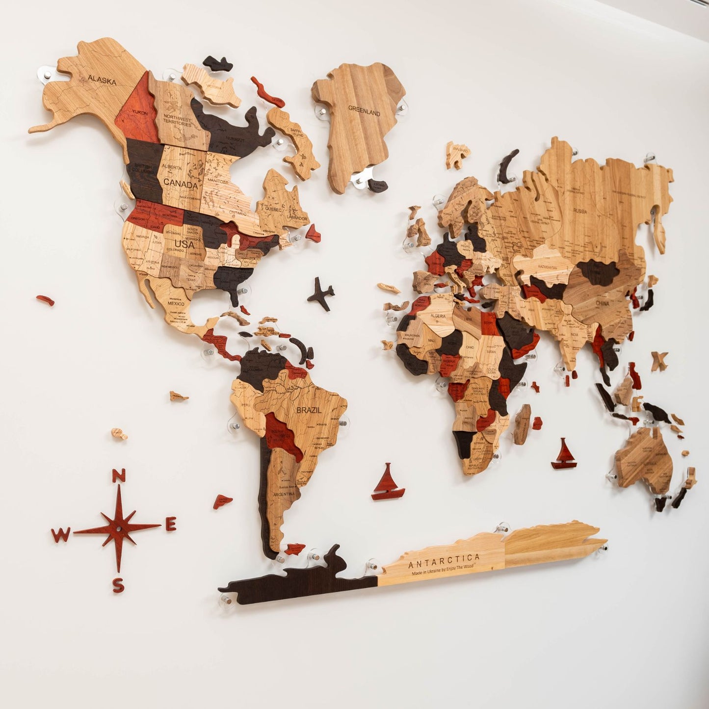 Wooden World Map Wall Art