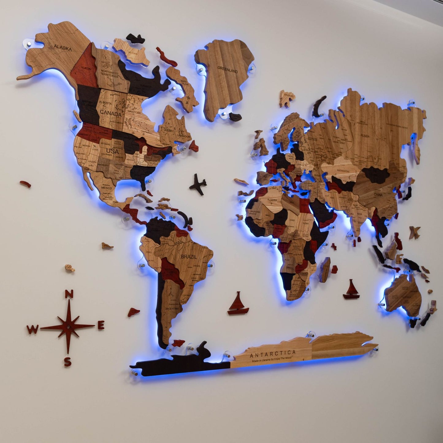 Wooden World Map Wall Art