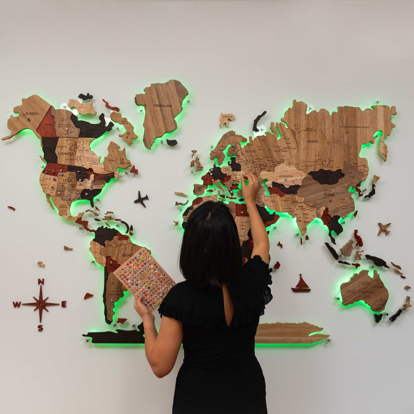 Wooden World Map Wall Art