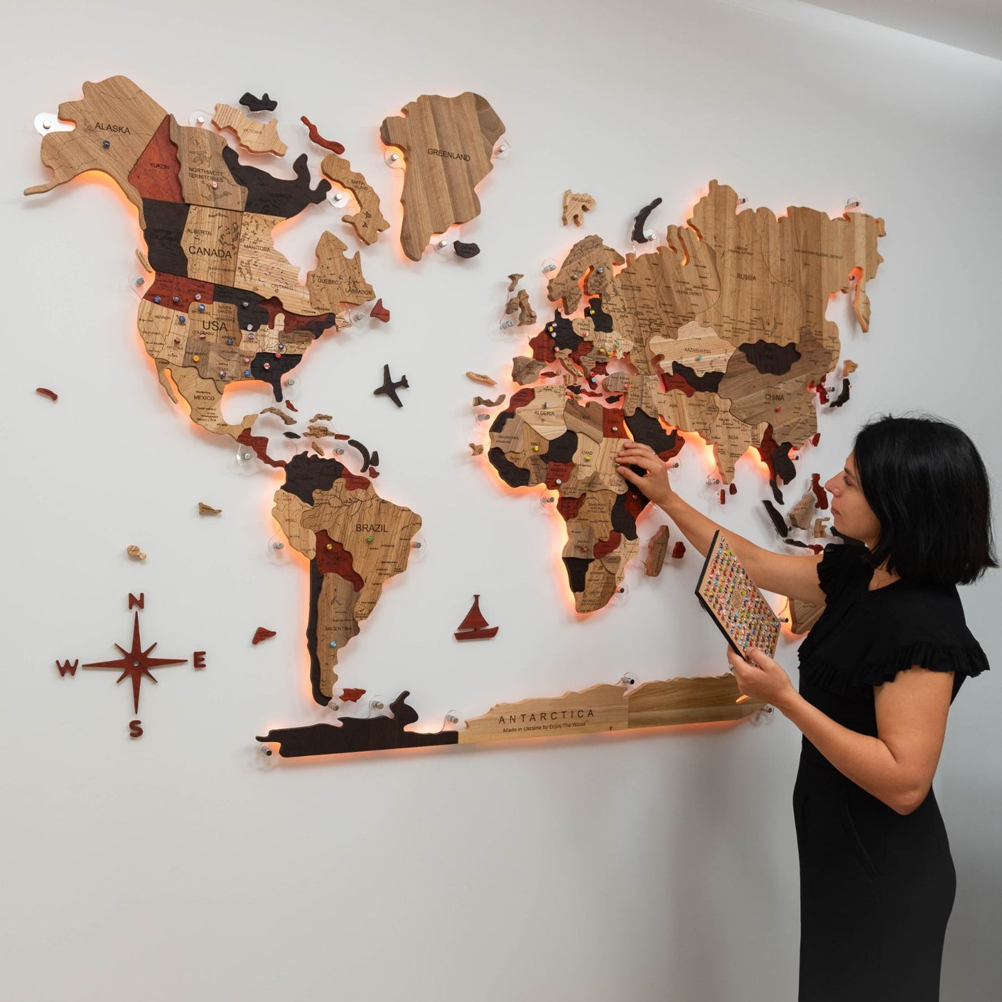 Wooden World Map Wall Art