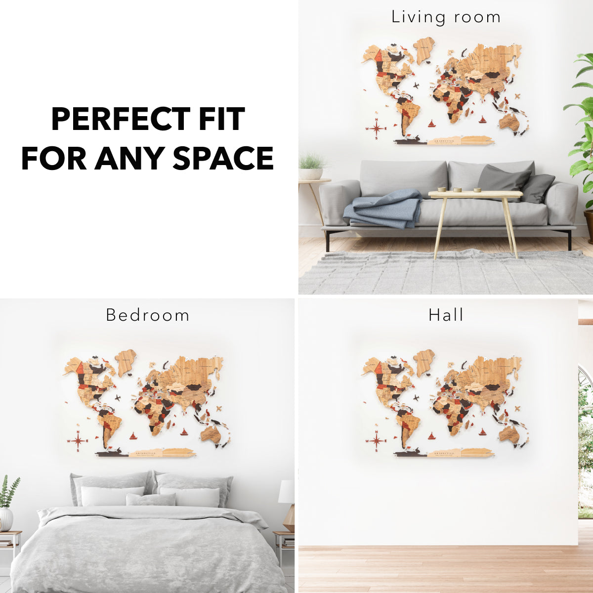 Wooden World Map Wall Art