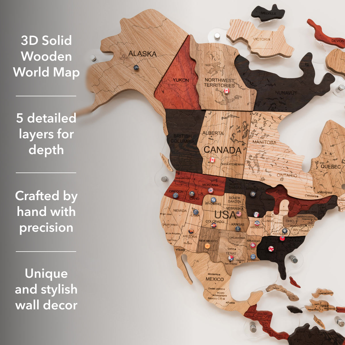 Wooden World Map Wall Art