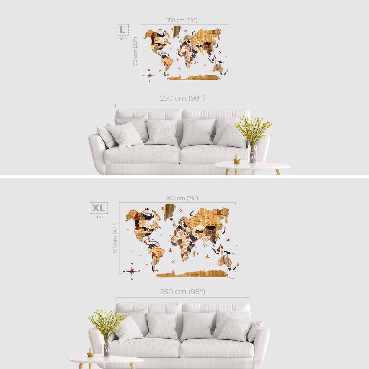 Wooden World Map Wall Art