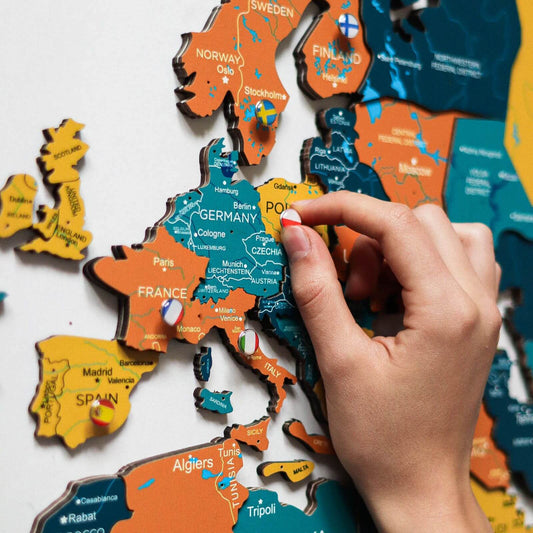 3D Wooden Luminous World Map Wall Art - Indie