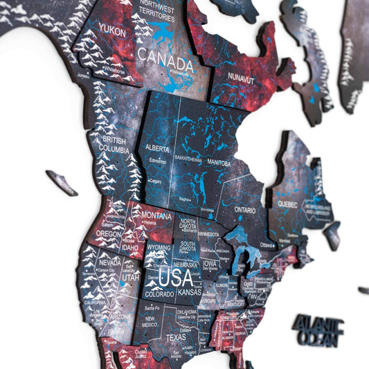 3D Wooden World Map Wall Art - Alcor