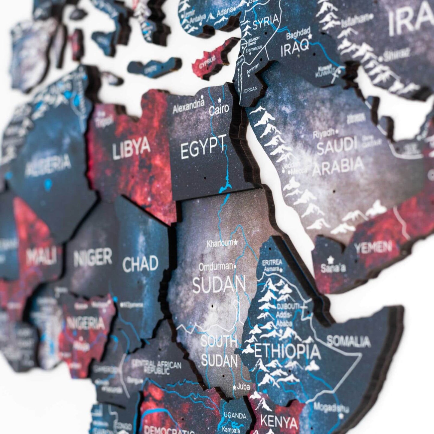 3D Wooden World Map Wall Art - Alcor